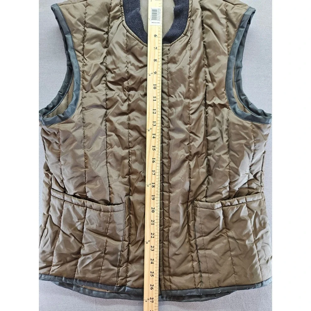 Vintage Sears Fieldmaster Mens Quilted Puffer Vest Brown Olive Full Zip Medium
